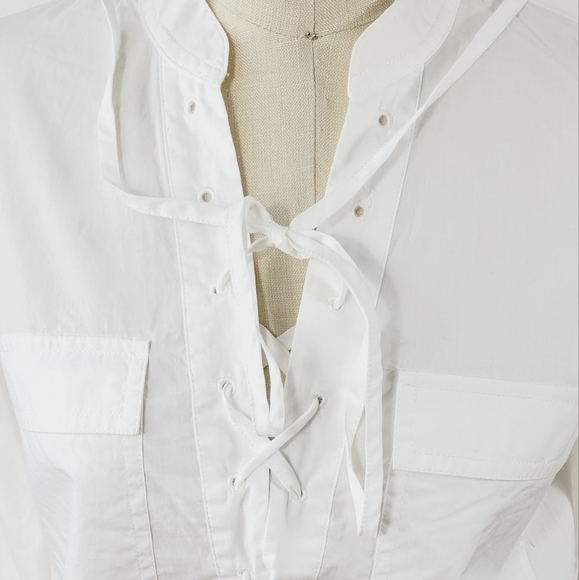 MADEWELL Poplin White Lace Up Blouse Size XXS - Picture 5 of 9